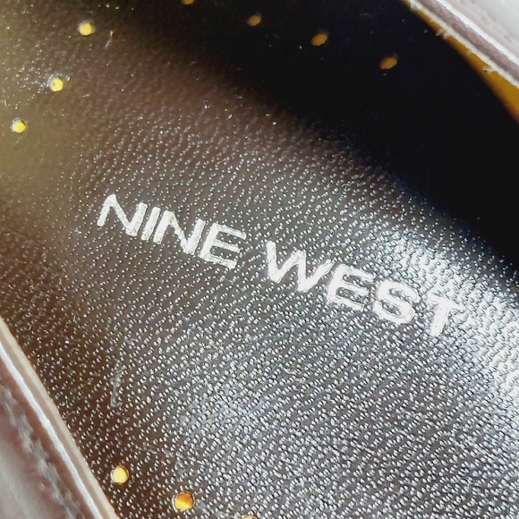 Nine West Nehemy Brown Leather Slip On Square Toe Block Heel shoes - Picture 10 of 12